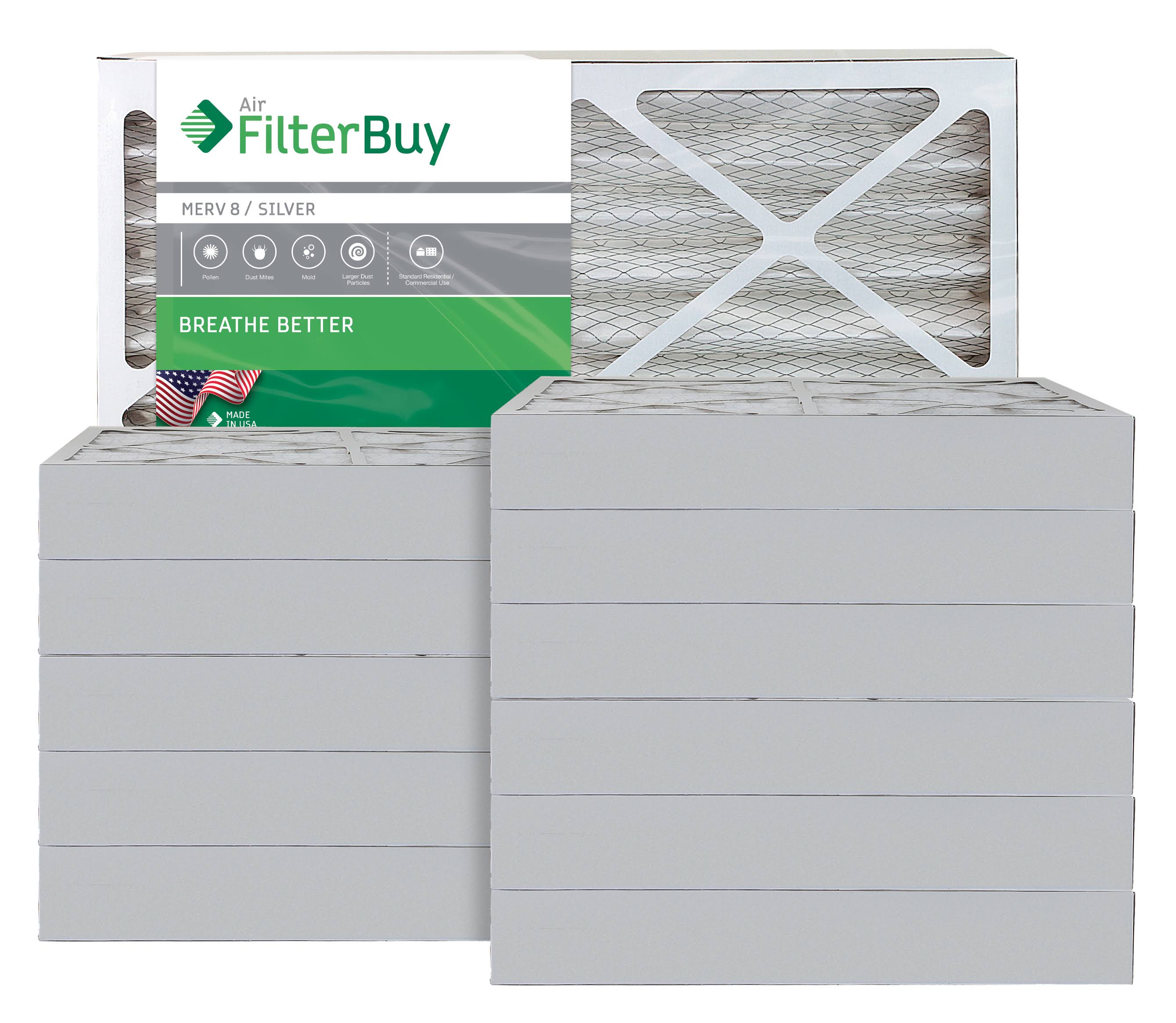 AFB Silver MERV 8 18x25x4 Pleated AC Furnace Air Filter. Pack of 12 Filters. 100% produced in The USA.