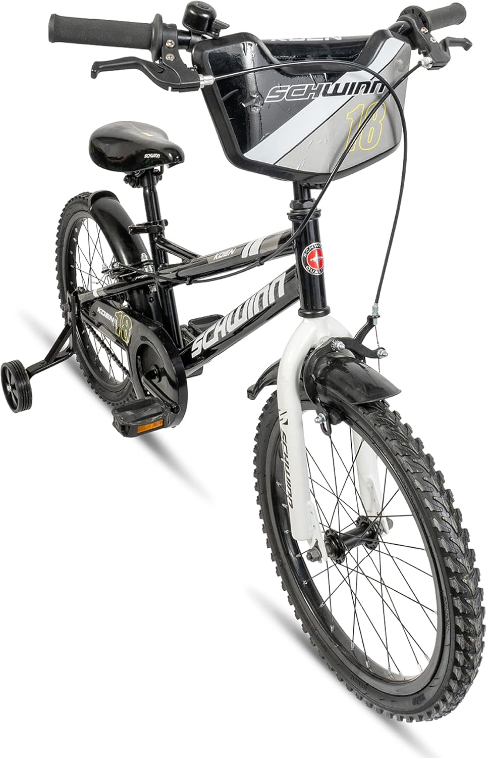 Schwinn Koen & Elm Toddler and Kids Bike, 18-Inch Wheels, Training Wheels Included, Black