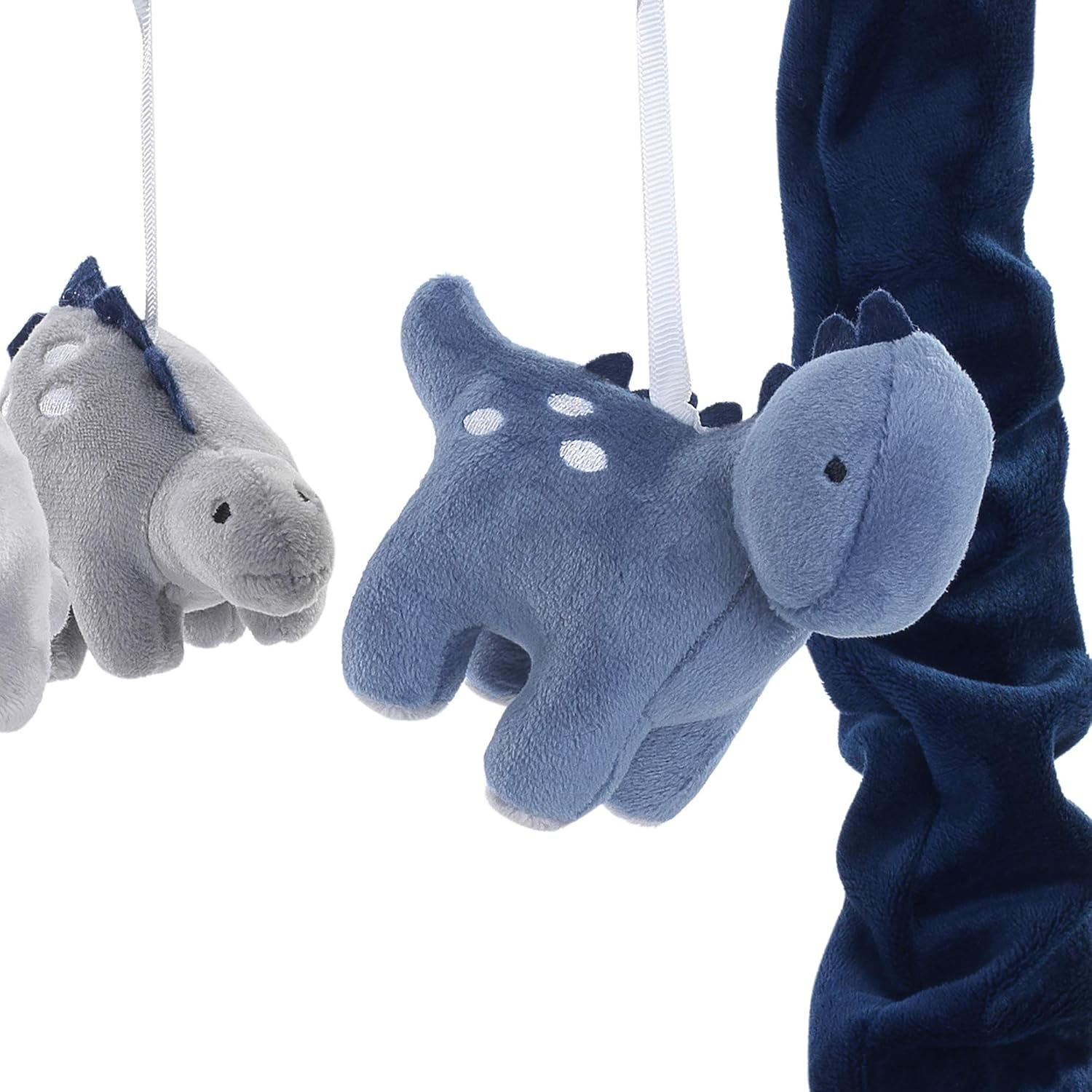Lambs & Ivy Baby Dino Blue/Gray Dinosaur Musical Baby Crib Mobile Soother Toy Pack of 2