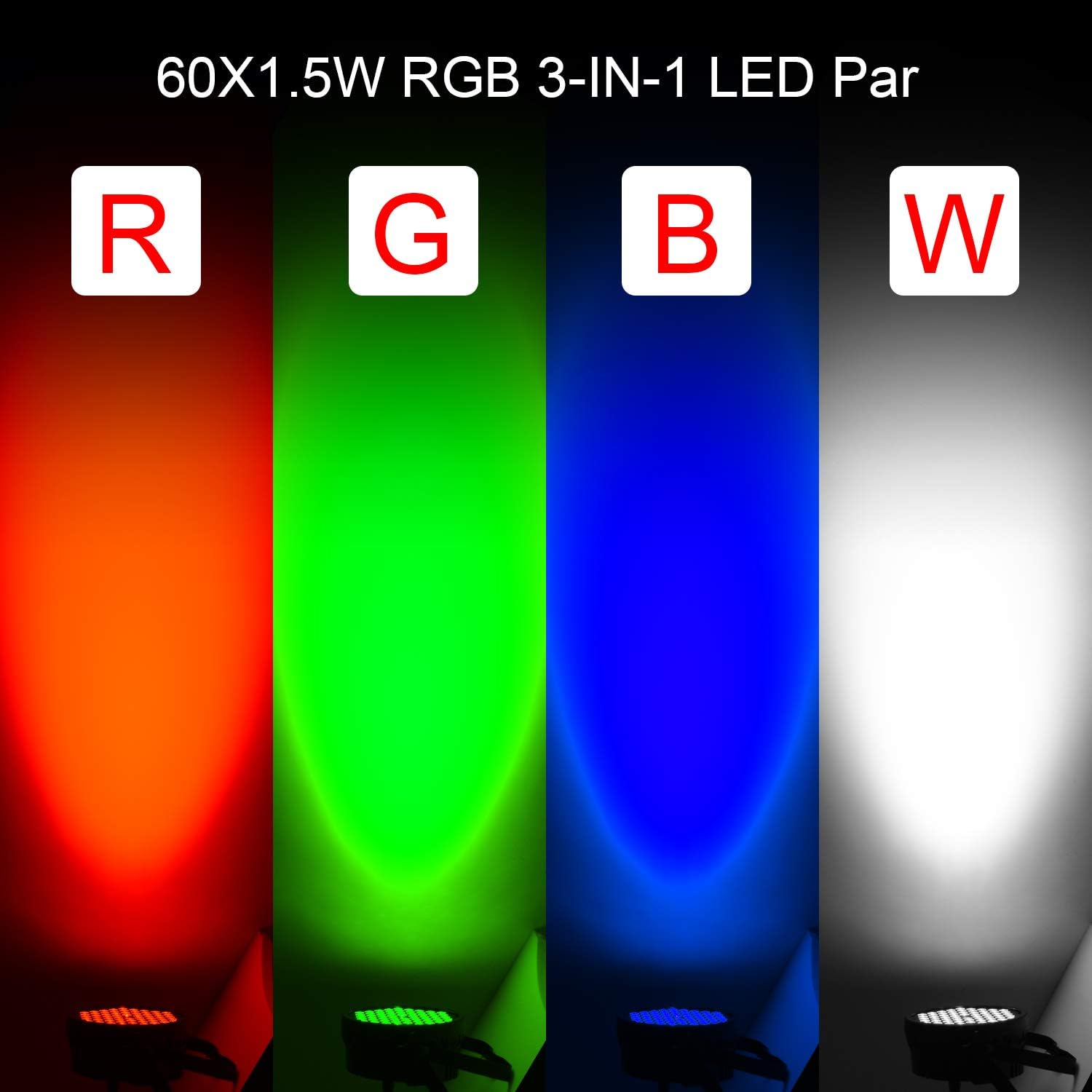 BETOPPER DJ Par Light 60 LED RGB 95W Slim Strobe Stage Wash Lighting Uplight DMX Disco Party Lights for Church Event, Birthday,Wedding, School Events, Mobile DJ,Music Live Show etc.(6 Packs)