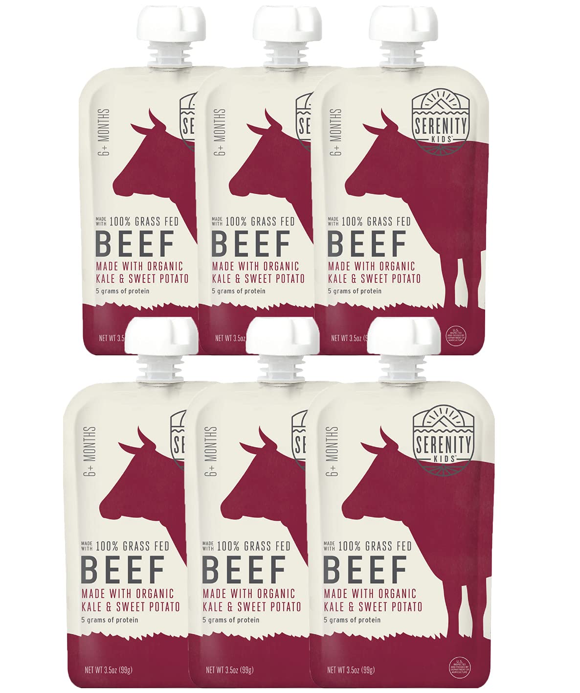 Serenity Kids Baby Food Pouches, Free Range Chicken with Organic Peas and Carrots, For 6+ Months, 3.5 Ounce Pouch (12 Count) Pack of 2