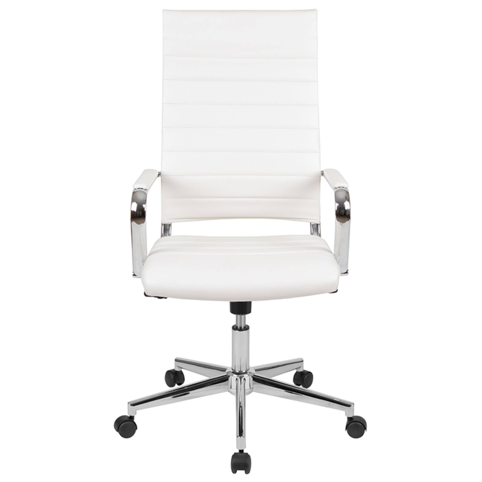 45x22 White High Back Contemporary Ribbed Swivel Office Chair - 34250573