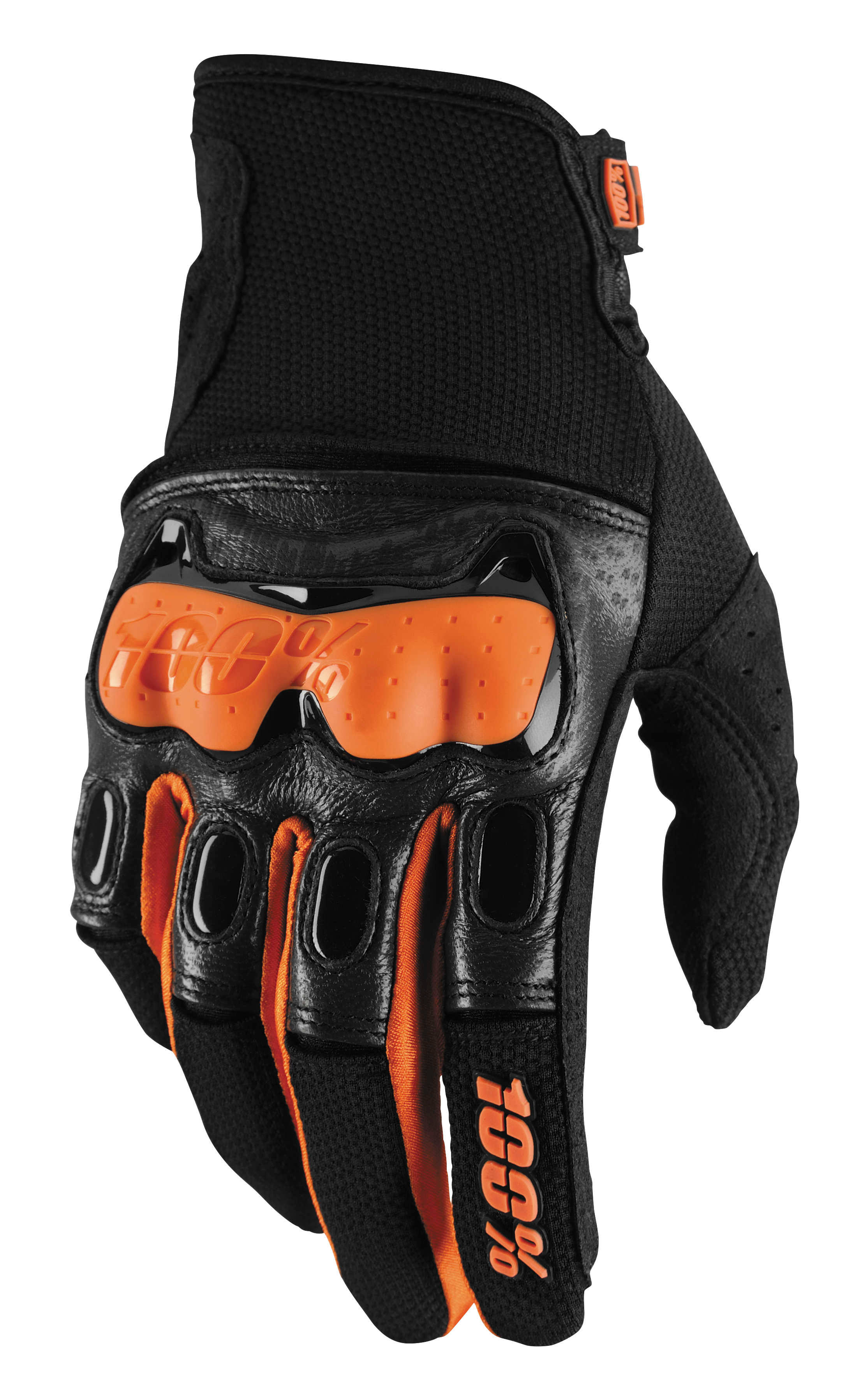 100% Derestricted Black Orange Gloves M
