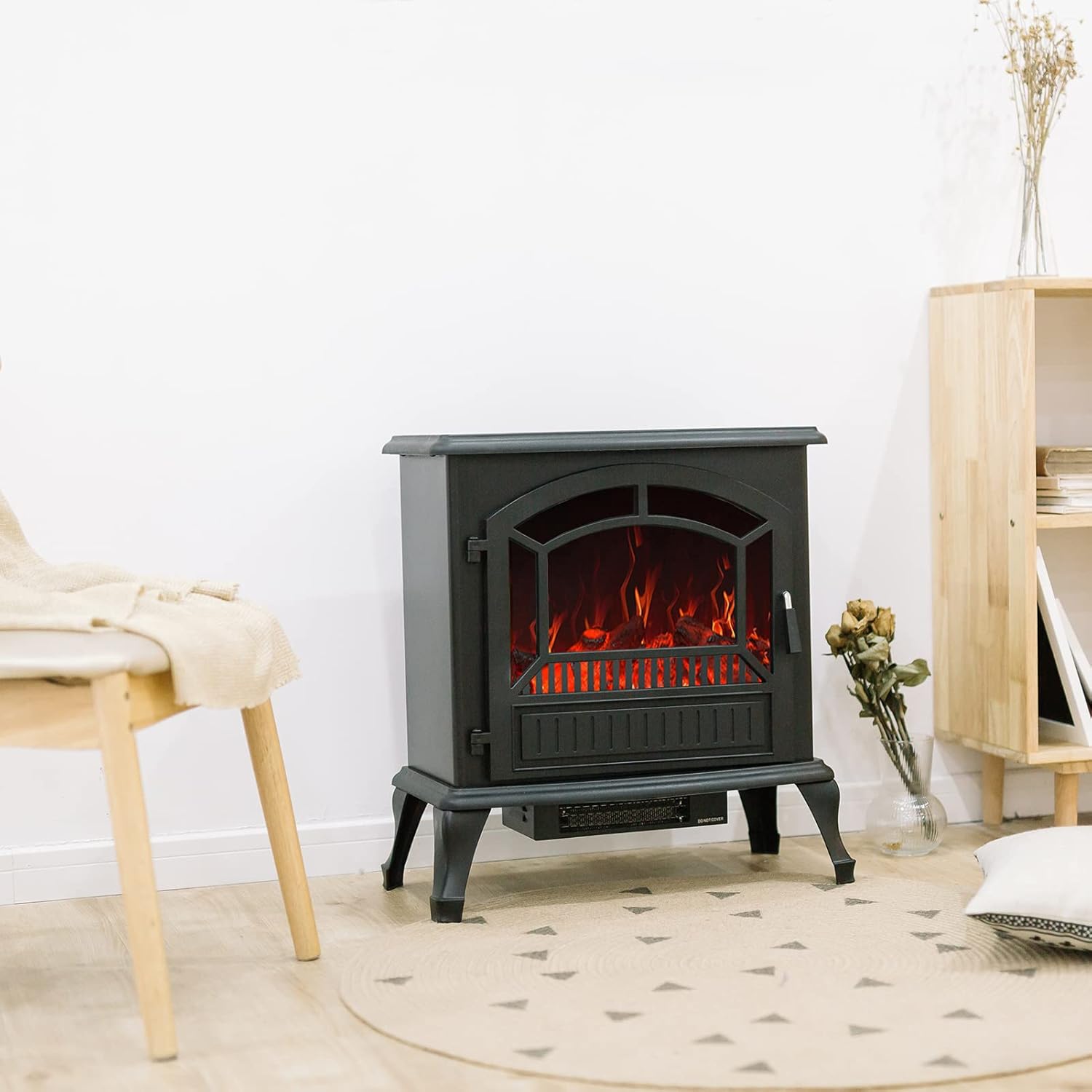 Jarka&Co 25 Inch Electric Stove Fireplace with Remote, Portable Freestanding Indoor Space Heater