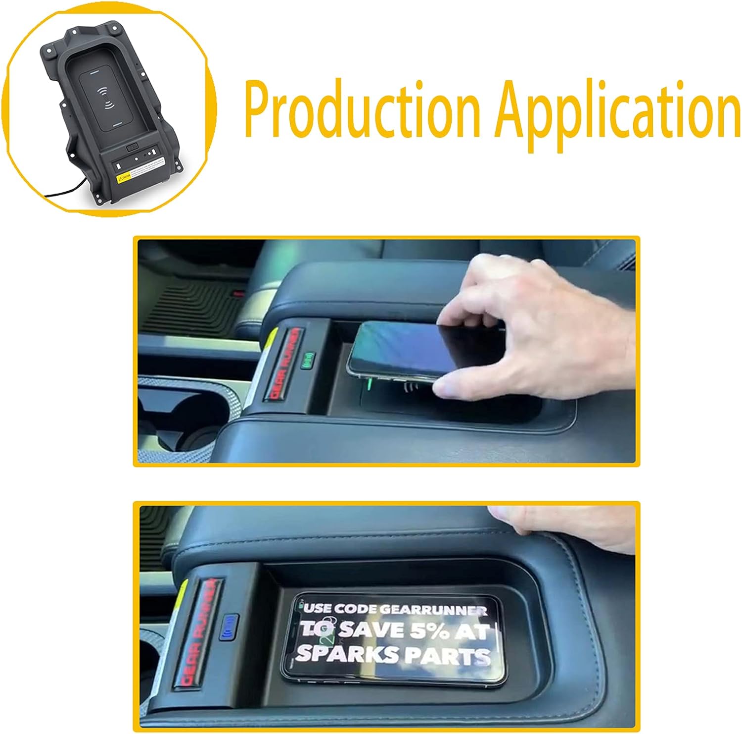 WEILEITE Car Center Console Fast Wireless Phone Charger Tray Compatible with Toyota Tundra 2014 2015 2016 2017 2018 2019 2020 2021 Replaces 00016-34506 0001634506