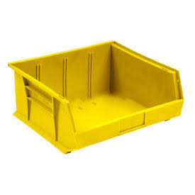 Global Industrial Plastic Stack u0026 Hang Bin, 11x22W x 10-7/8x22D x 5x22H, Yellow - Pkg Qty 6
