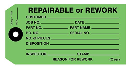 1000 Pack Repairable or Rework Tag 4-3/4