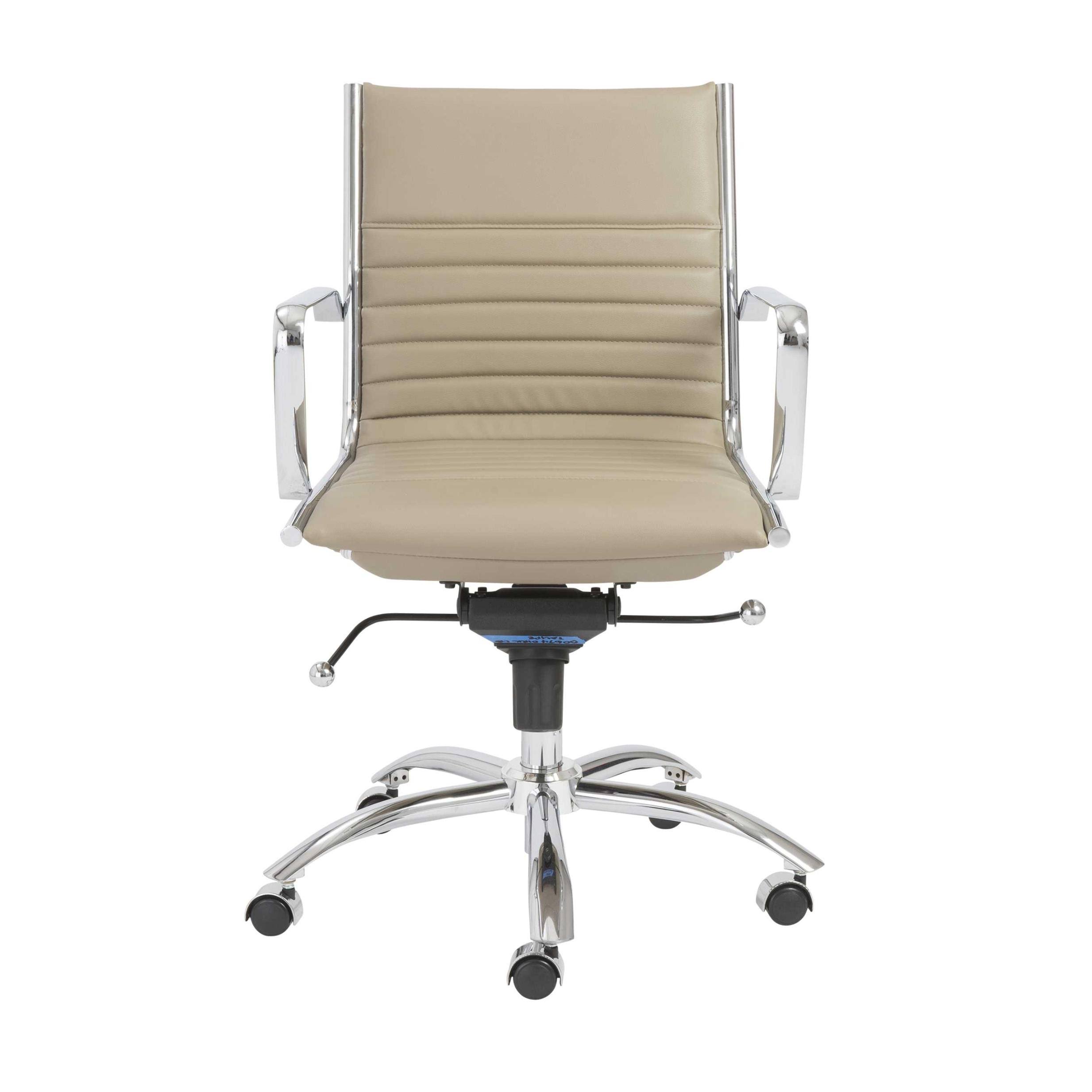27.01x22 x 25.04x22 x 38x22 Low Back Office Chair in Taupe with Chromed Steel Base