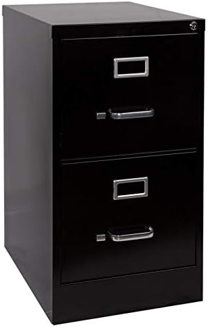 Pemberly Row 2 Drawer Metal Letter Width Vertical File Cabinet in Black
