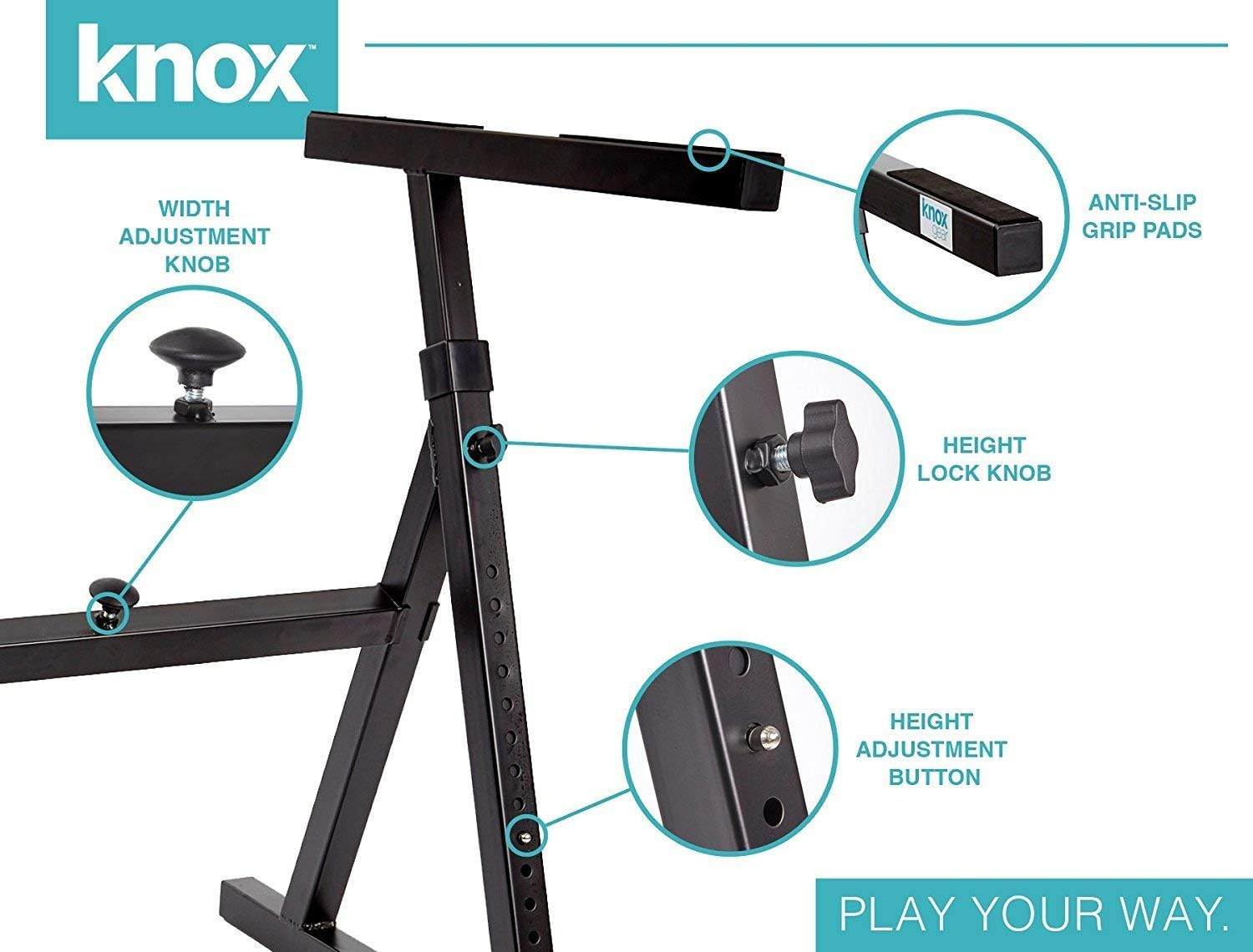 Knox Gear Heavy Duty Z-Style Adjustable Keyboard Piano Stand Pack of 2