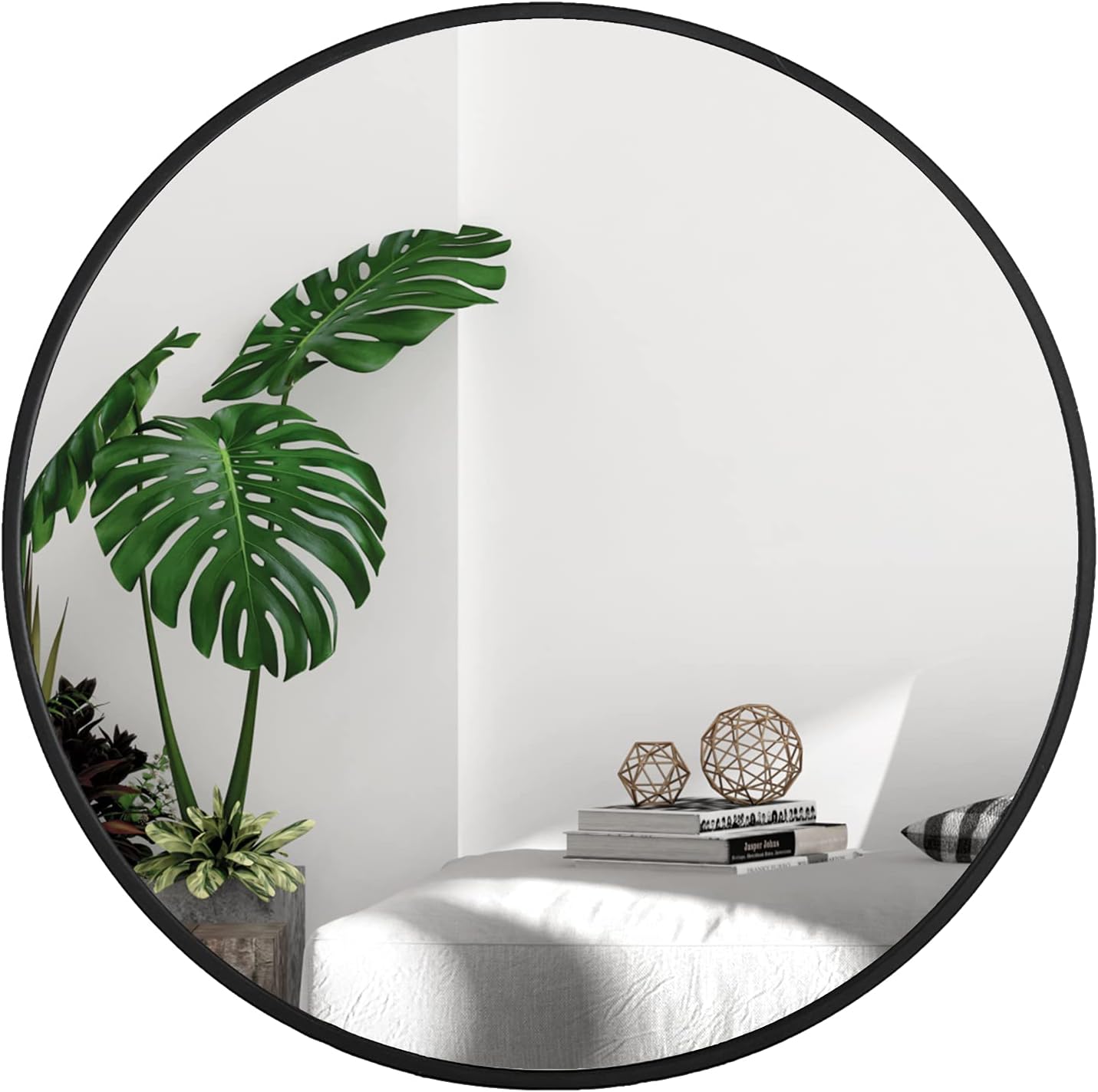 LOIGYUR Large Round Mirror 30 Inch Circle Mirror for Wall - Black Wall Mounted Mirror with Metal Frame for Bathroom, Living Room
