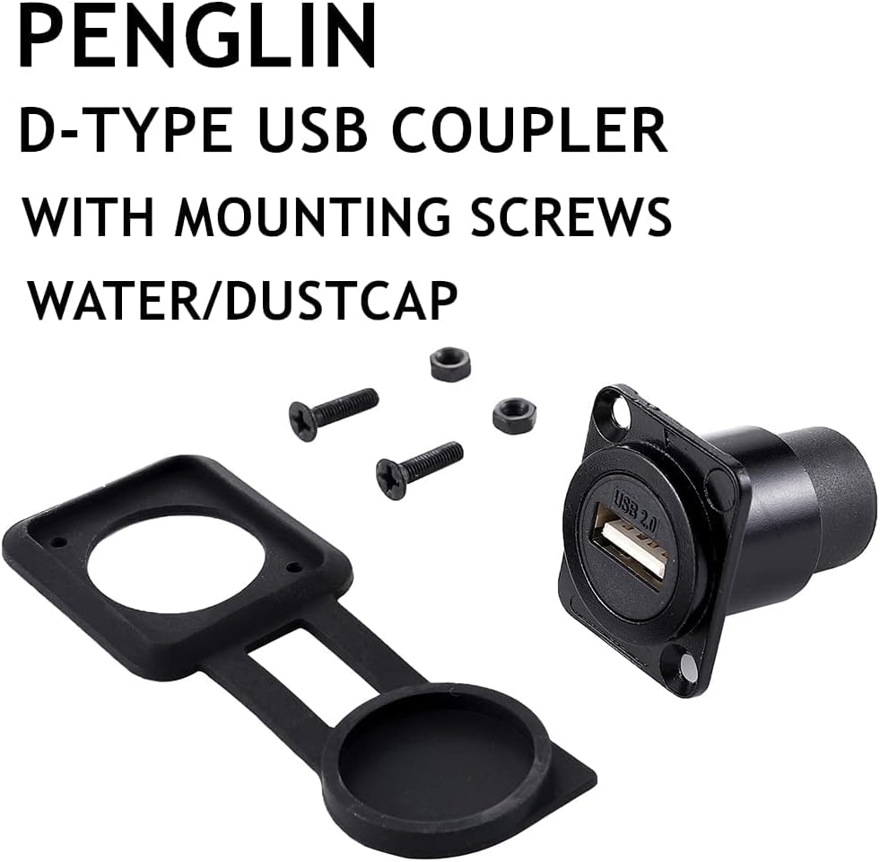 PENGLIN USB 2.0 Panel Mount Coupler 10Pack, D-Type Module USB Pass Through Connector, Female to Female Bulkhead Extension Interface Adapter Pack of 2