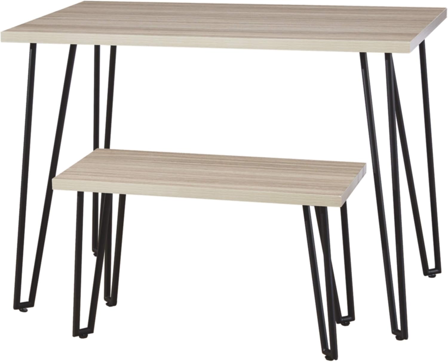 Signature Design by Ashley Blariden Mid-Century Modern Desk & Bench with Durable Melamine Top, Brown & Black