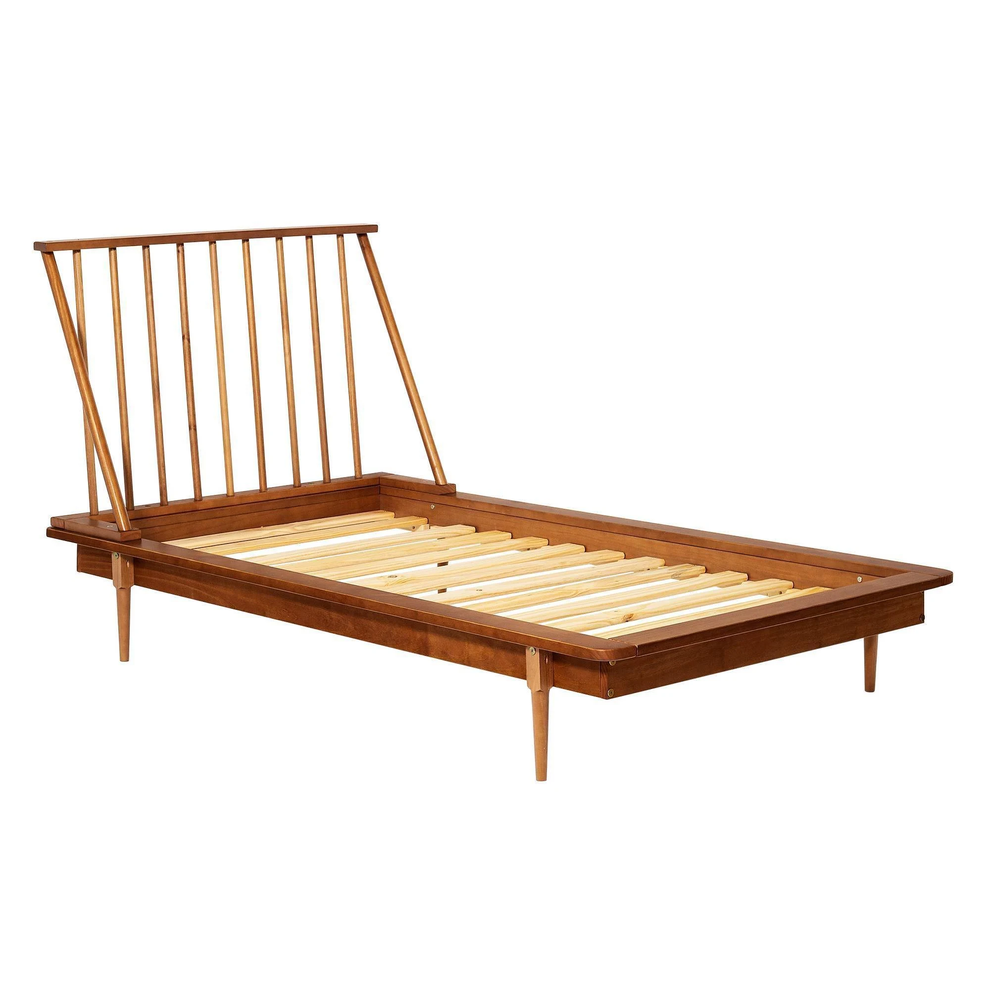 Twin Mid-Century Solid Wood Spindle Bed Caramel - Saracina Home