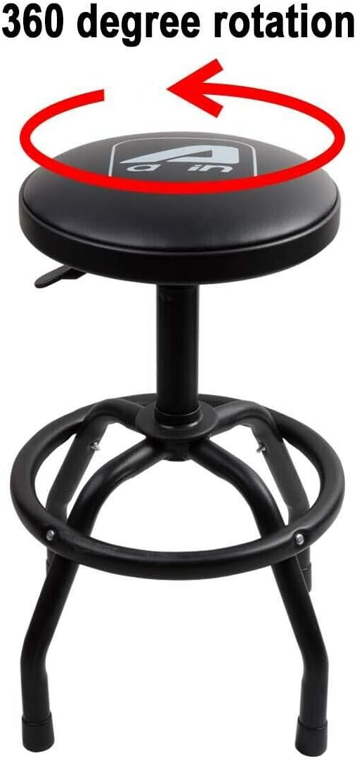 PONO 300-Pound Adjustable Height Bar Stool, Pneumatic Swivel Bar Stool, 360 Degree Swivel, Heavy Duty Steel Frame Stool Perfect for Home, Bar, Garage and Shop, Black Pack of 2