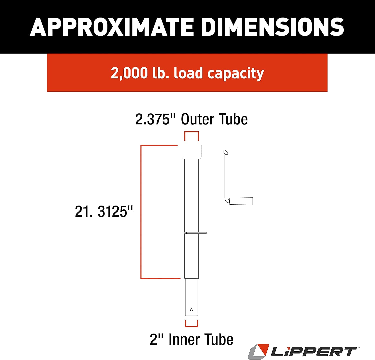 Lippert 285420 Side Wind Tongue Jack with Mounting Hardware , Black , Standard