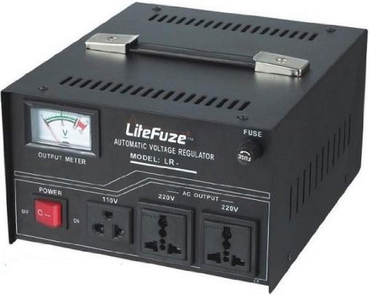LiteFuze LR-3000 3000 Watt Voltage Regulator with Transformer Step Up/Down 110V/220V - IEC Detachable Cord - Circuit Breaker [5-Years Warranty] (LR-3000(DC))