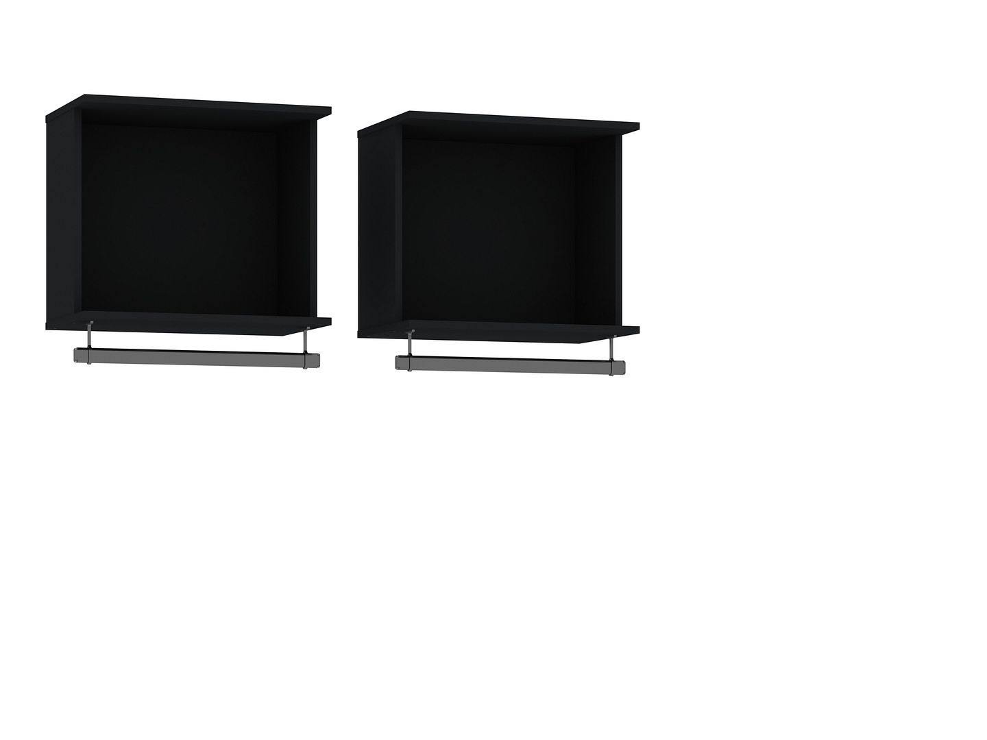 Manhattan Comfort 142GMC2 Rockefeller 2-Piece 20.8 Open Floating Hanging Closet with Shelf and Hanging Rod in Black