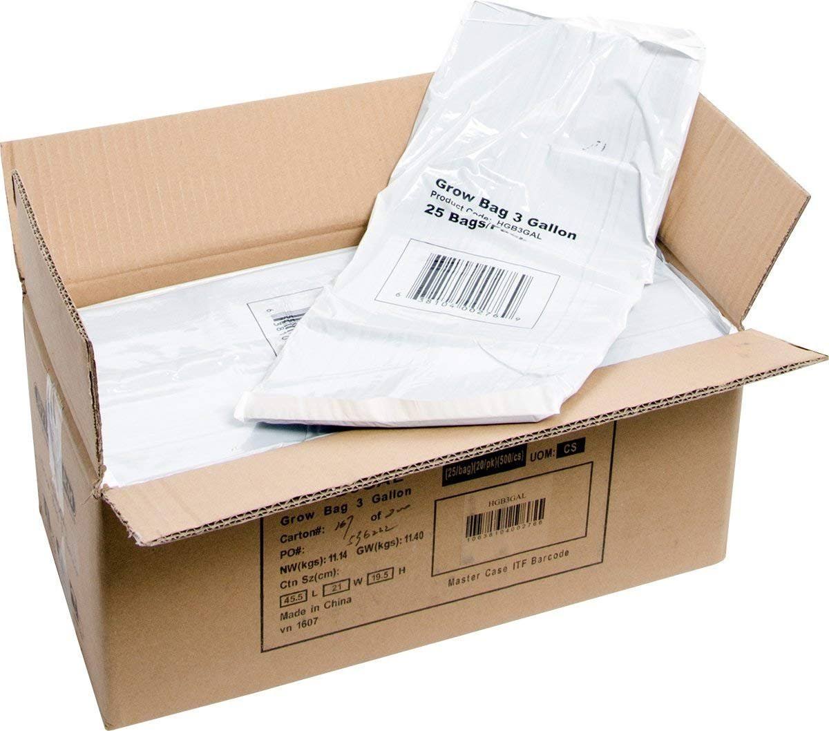 Hydrofarm Grow Bag, 3 gal, 20 Packs of 25 hgb3gal