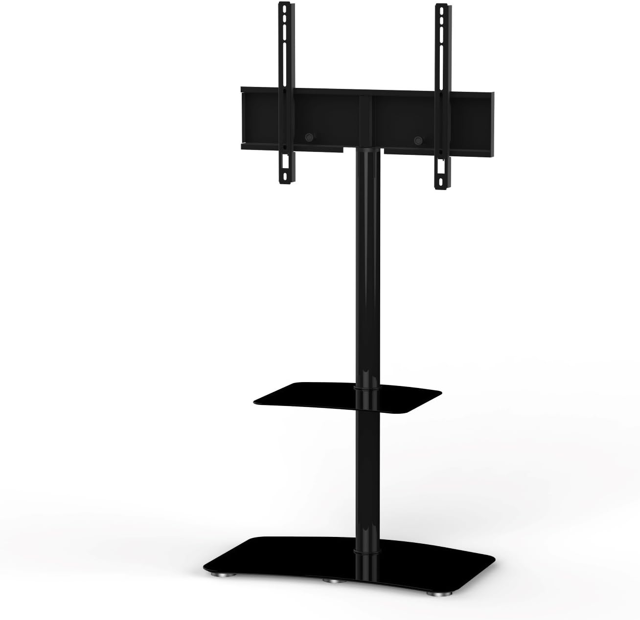 SONOROUS PL-2810 Modern TV Floor Stand Mount/Bracket with Tempered Glass Shelf for Sizes up to 65