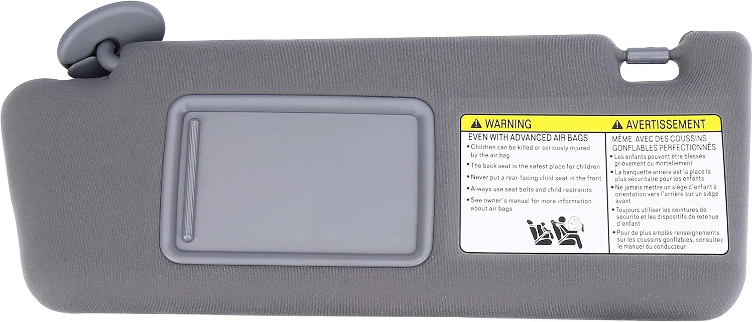 Left Driver Side Sun Visor Gray Without Light - Compatible with Toyota Tacoma 2005, 2006, 2007, 2008, 2009, 2010, 2011, 2012 - Replaces 74320-04181-B1, 74320-04180-B1, 74320-04181-B1, 74320-AD060-B0