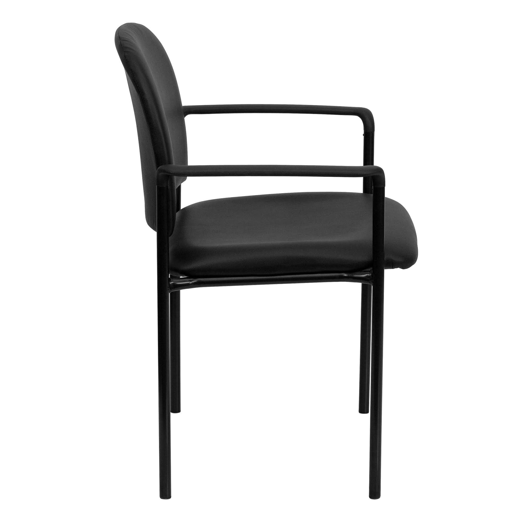 33.25x22 Black Contemporary Armed Stackable Side Reception Chair