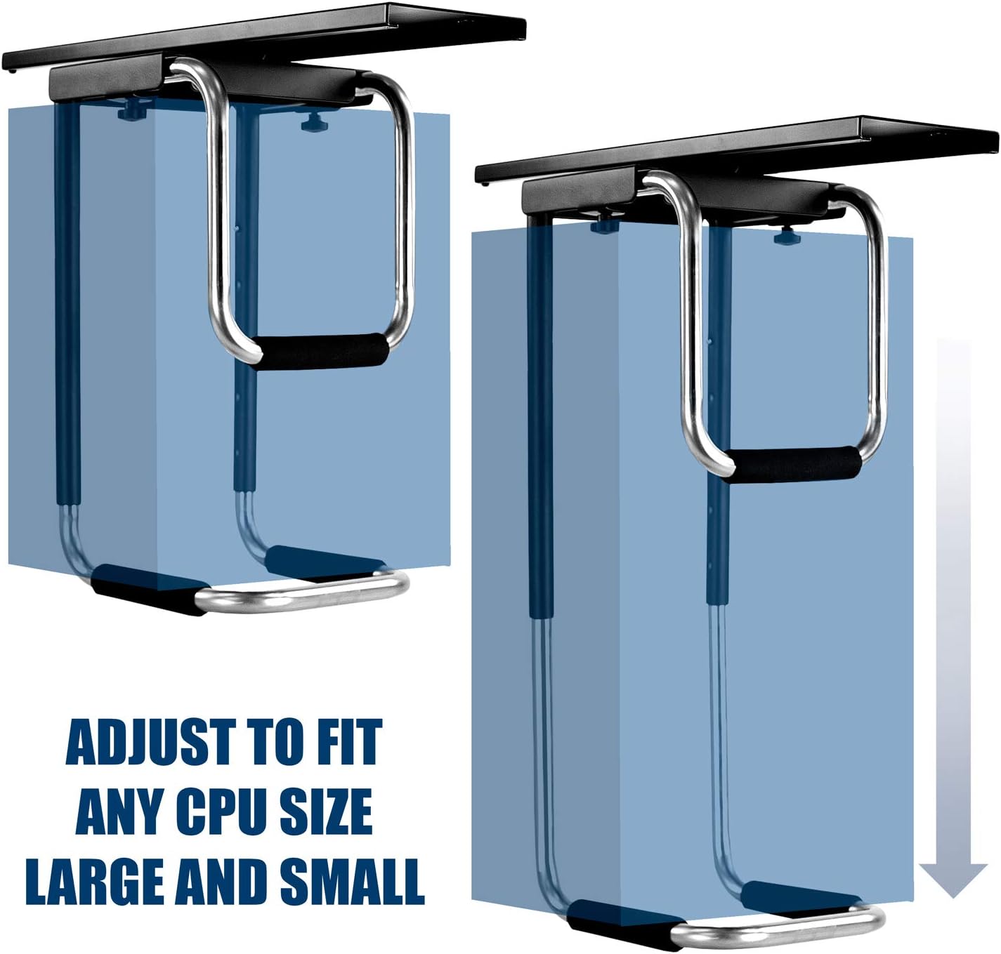 Mount-It! Heavy Duty Under Desk Computer Mount, Adjustable CPU Holder with Sliding Tracks and 360 Deg Swivel for Desktop Computer Towers Up to 10 Inches Wide and 22 Inches High, 66 Lb Load Capacity Pack of 2