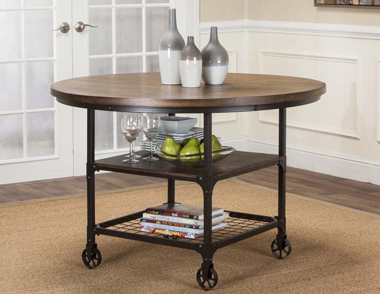 Sunset Trading Rustic Elm Industrial Dining Table, Black/Brown
