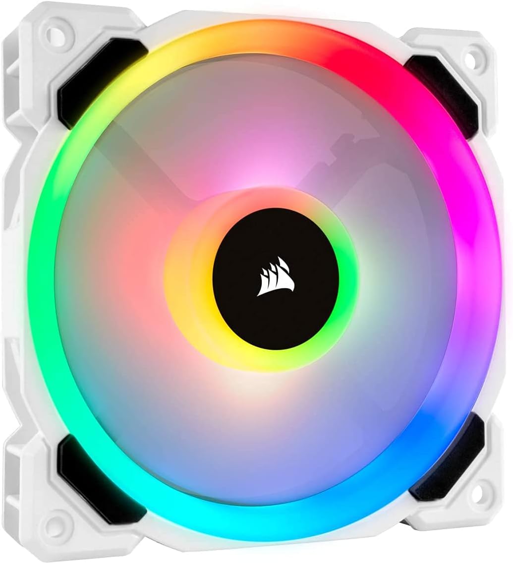 Corsair LL Series, LL120 RGB, 120mm RGB LED Fan, Triple Pack with Lighting Node PRO- White, Lighting Node PRO Included, LL120 RGB White,CO-9050092-WW