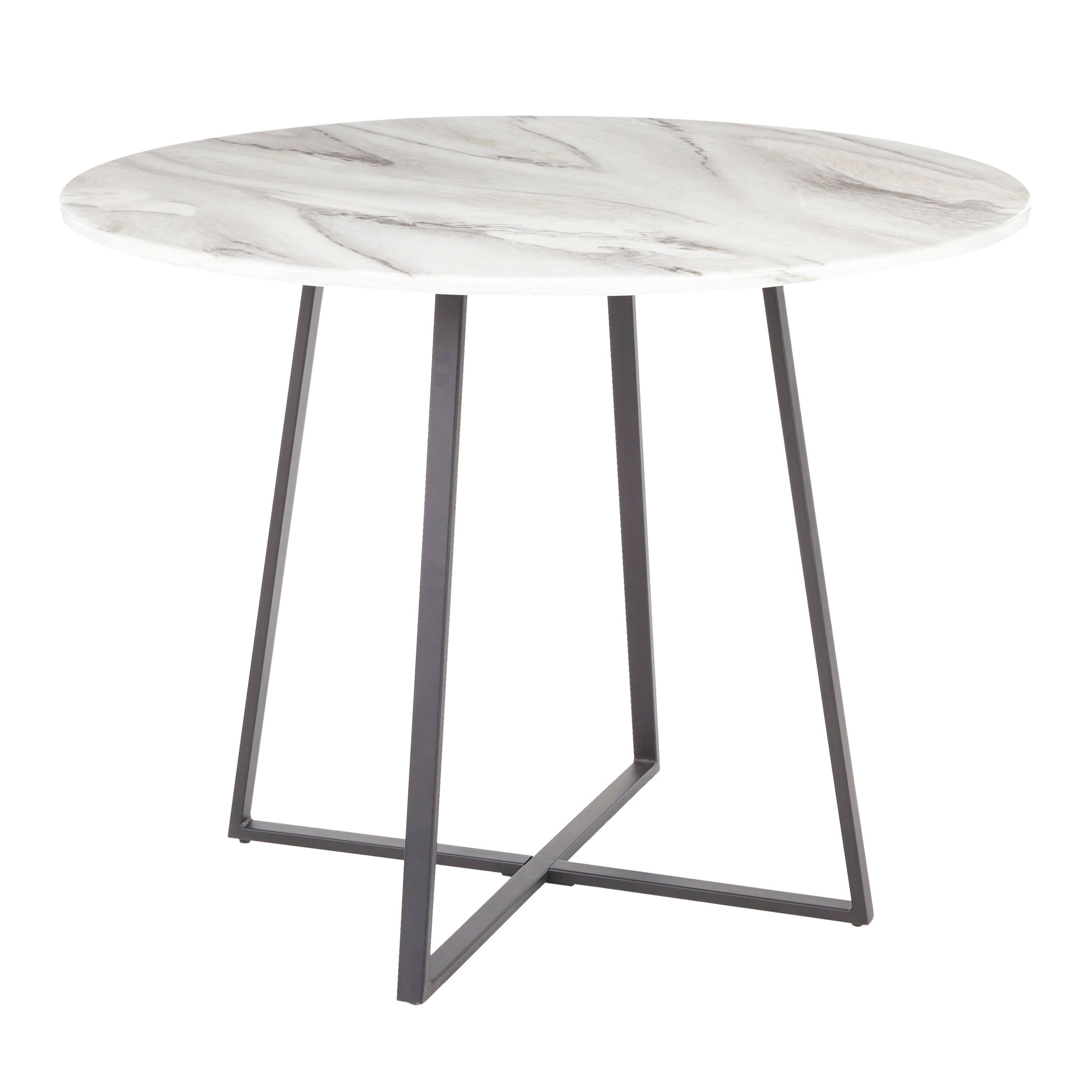LumiSource Cosmo Contemporary Dining Table in Black Metal u0026 White Marble Top