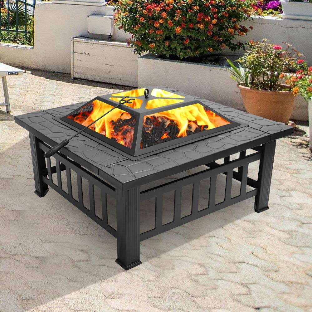 Ktaxon Homes and Gardens 32x22 Outdoor Metal Firepit Backyard Patio Garden Square Stove Fire Pit