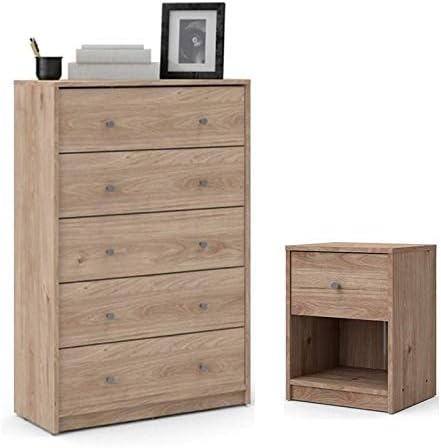Home Square 2 Piece Chest and Nightstand Bedroom Set in Jackson Hickory