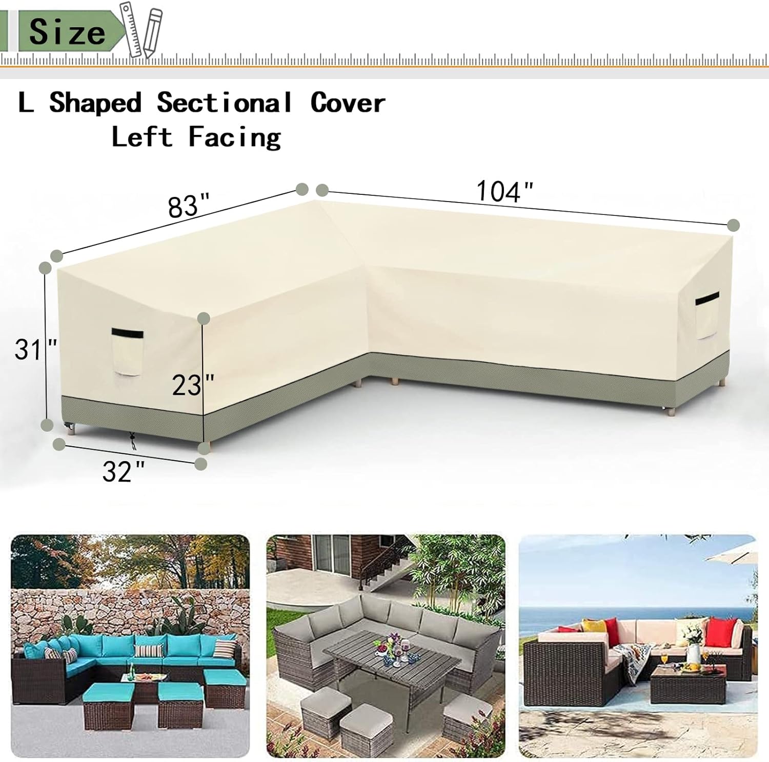 Dalema Patio L-Shaped Sofa Covers,104