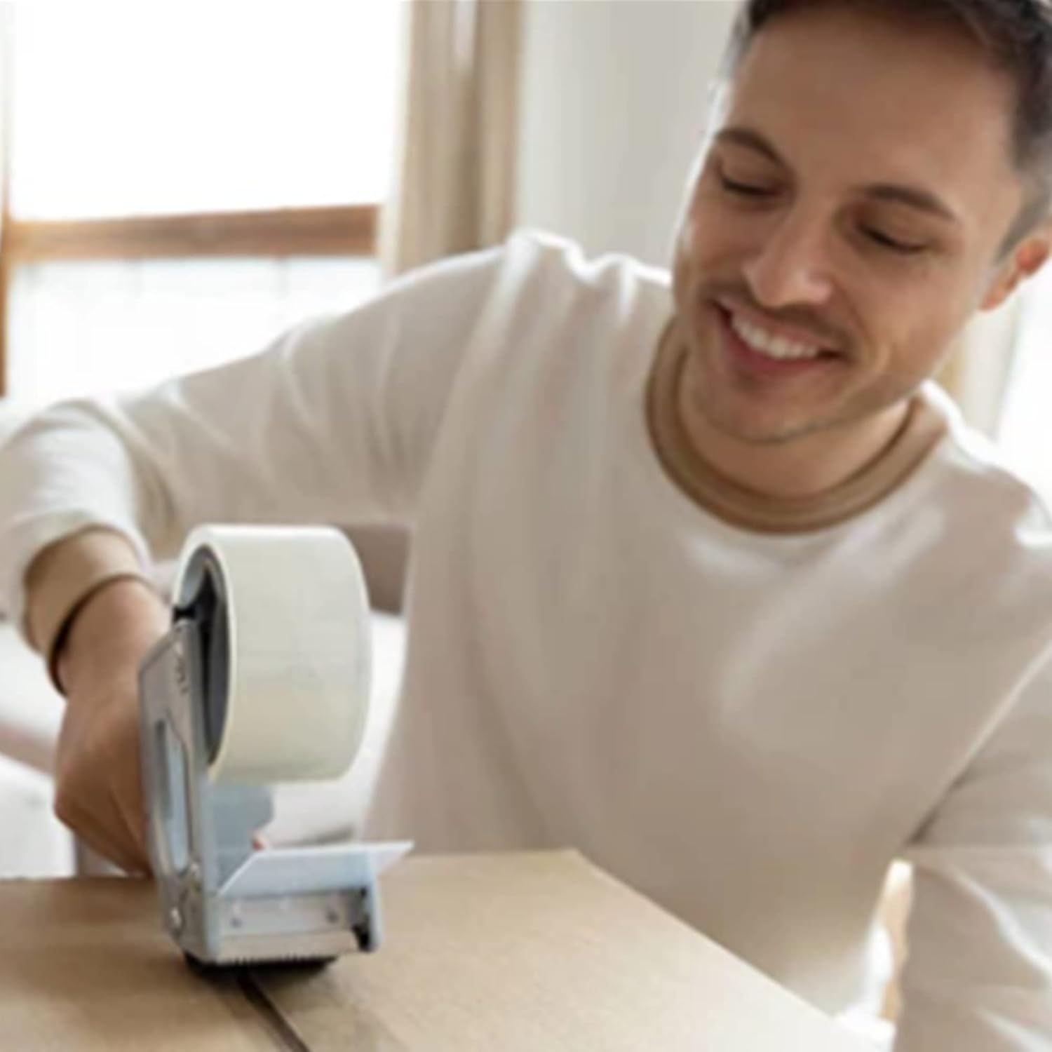 MJUNM Heavy Duty Packaging Tape, Clear Packing Tape for Moving Boxes, Shipping, Office and Storage, Commercial Grade Carton Sealing Adhesive Industrial Tape, 1.88