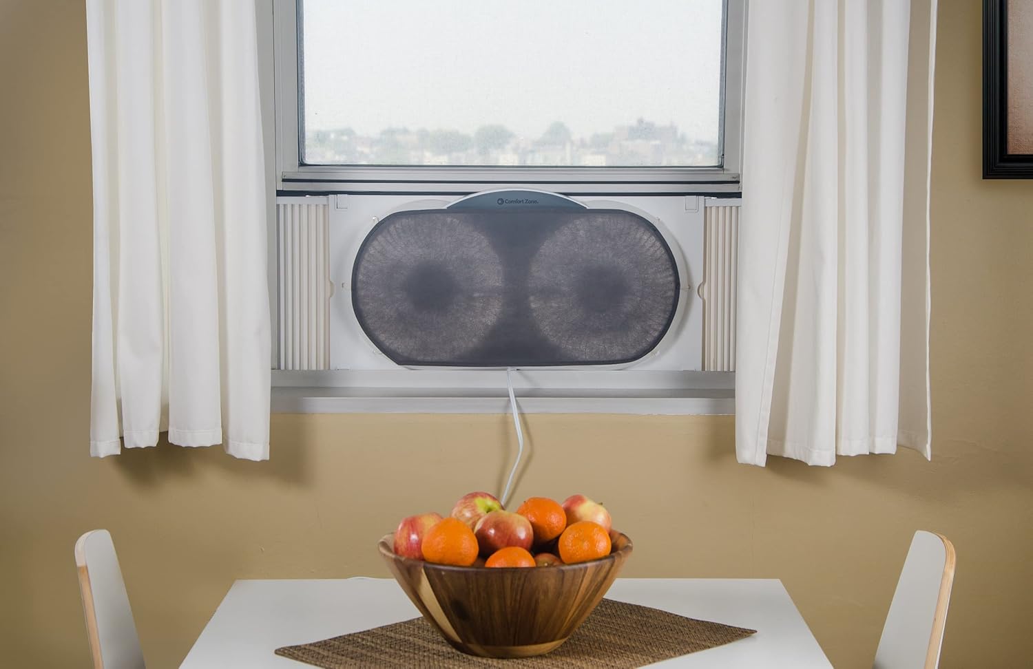 Comfort Zone CZ310R 3-Speed 3-Function Expandable Reversible Twin Window Fan with Remote Control, Removable Cover Pack of 2