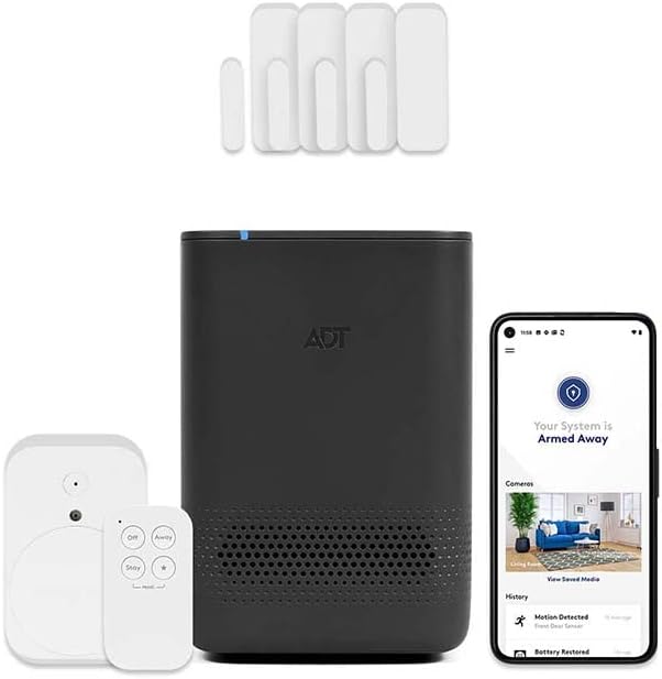 ADT 8 Piece Wireless Home Security System - DIY Installation - Optional Professional Monitoring - No Contract - Compatible with Google Assistant & Alexa - Graphite