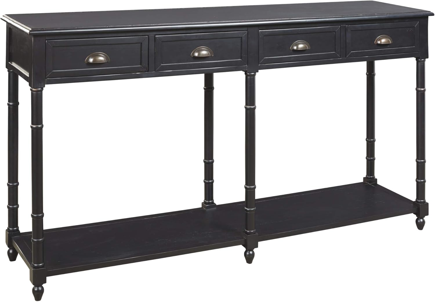 Signature Design by Ashley Eirdale Vintage Casual 4 Drawer Console Sofa Table, Black