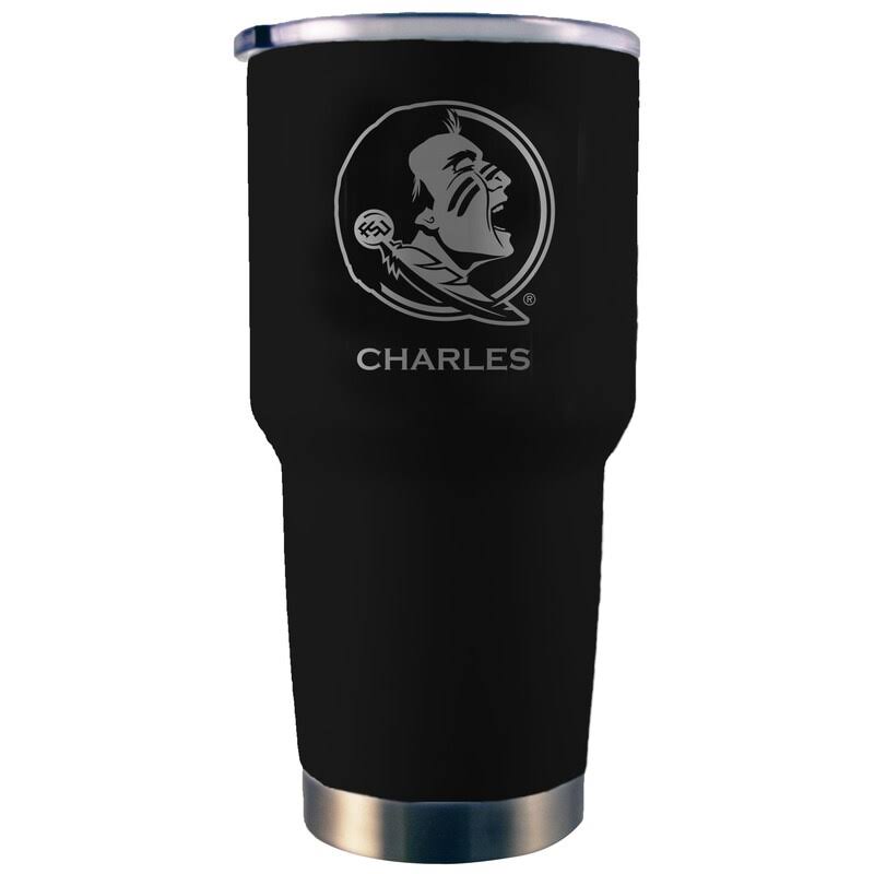 Black Florida State Seminoles 30oz. Personalized Etched Tumbler