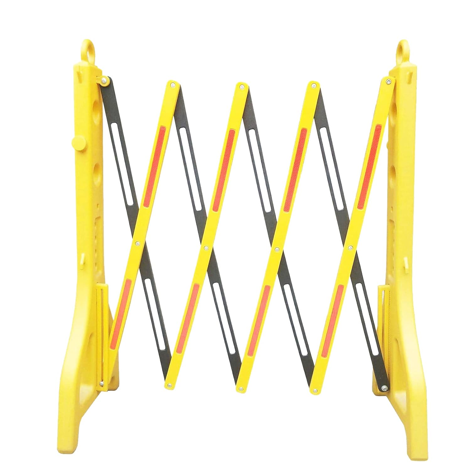 DisplayForever 8.3ft Width Expandable Mobile Barricade with Reflectors (1 Pack), Yellow Portable Road Safety Barrier | Safety Barrier Gate | Plastic Traffic Fence | Water Filled Barriers 38&rdquo; Tall