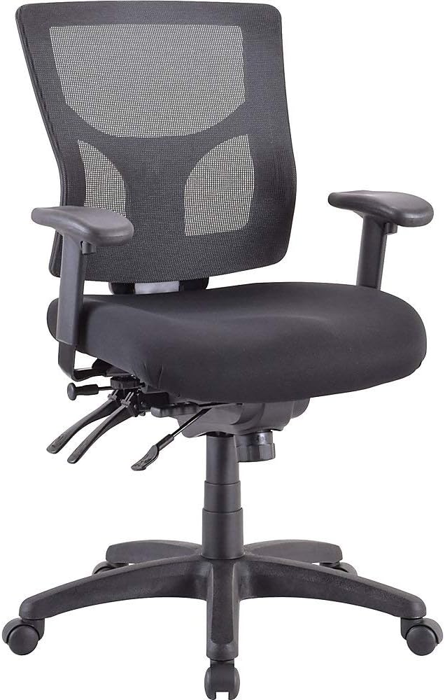 Lorell Multifunctional Mesh Mid-Back Executive Chair, Black