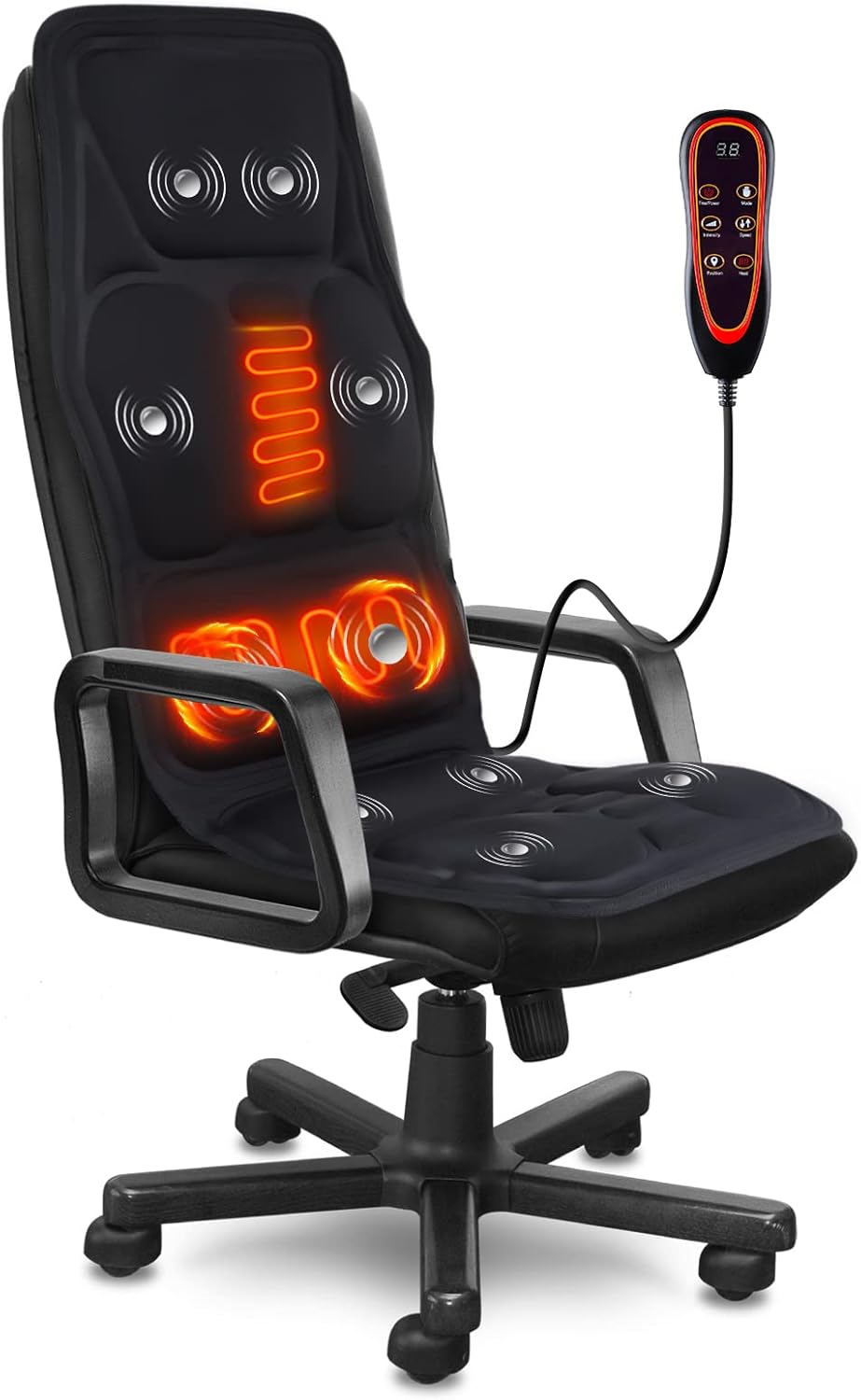 Vibration Back Massager, Massage with Heat, Memory Foam Back Massager Pad Warmer for Home Office Use, Vibration Back Massager with Heat for Back, Thighs, Shoulder