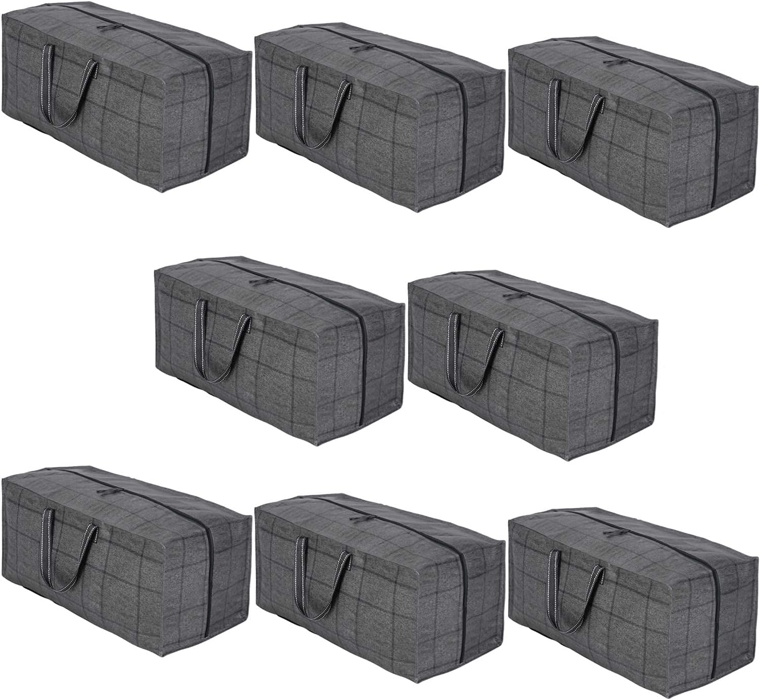 VENO 8 Pack Heavy Duty Extra Large Moving Bags w/ Backpack Straps, Totes for Space Saving, Dorm College Storage, Clothing, Packing Supplies, Alternative to Moving Box (Windowpane - Set of 8)