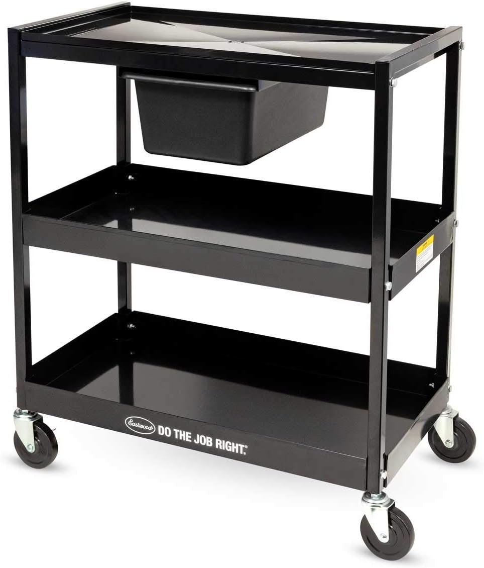 Eastwood Tear Down Table 27x16 Inch Work Space Two Storage Locking Shelves