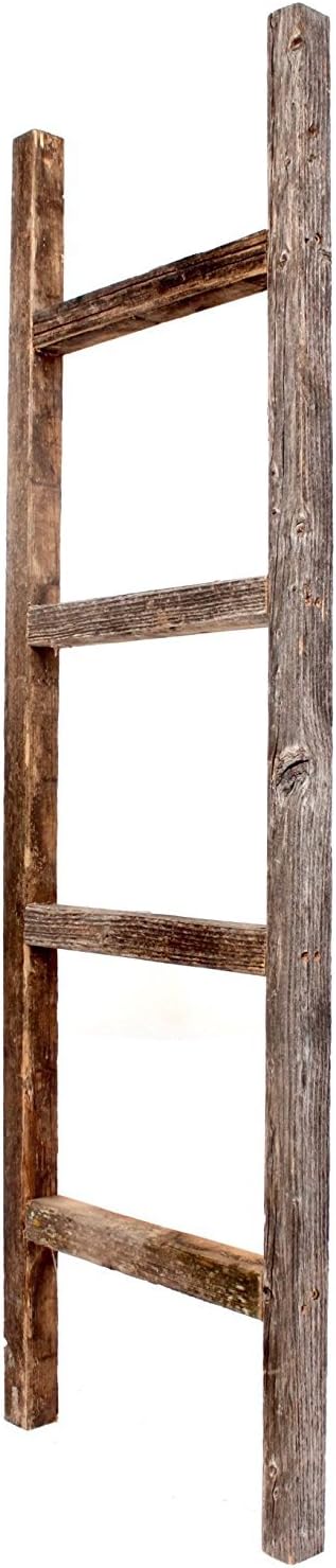BarnwoodUSA Rustic 4 Foot Decorative Wooden Ladder - 100% Reclaimed Wood Pack of 2
