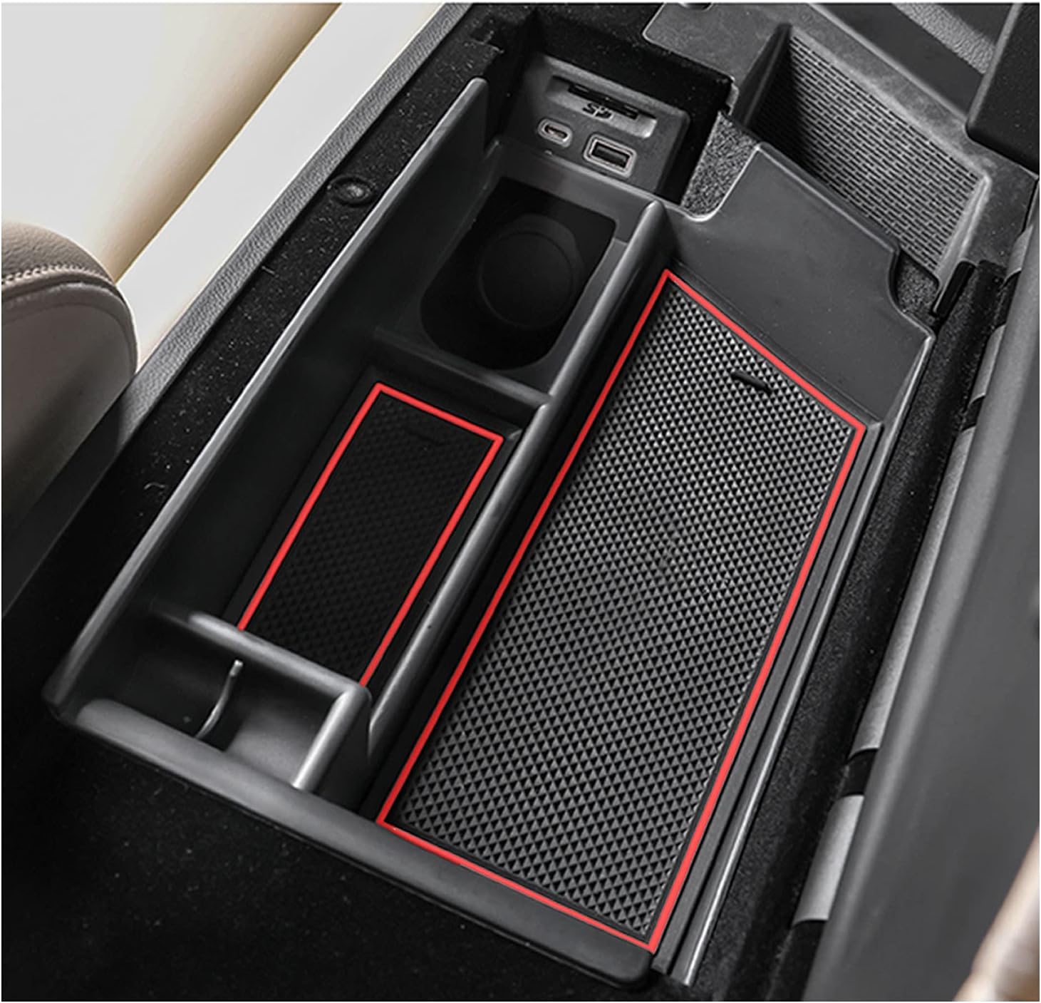 SXCY Center Console Organizer Tray Compatible with 2020 2021 Cadillac CT4 Interior Accessories Armrest Console Insert Box ABS Secondary Storage with Anti-Dust Mats