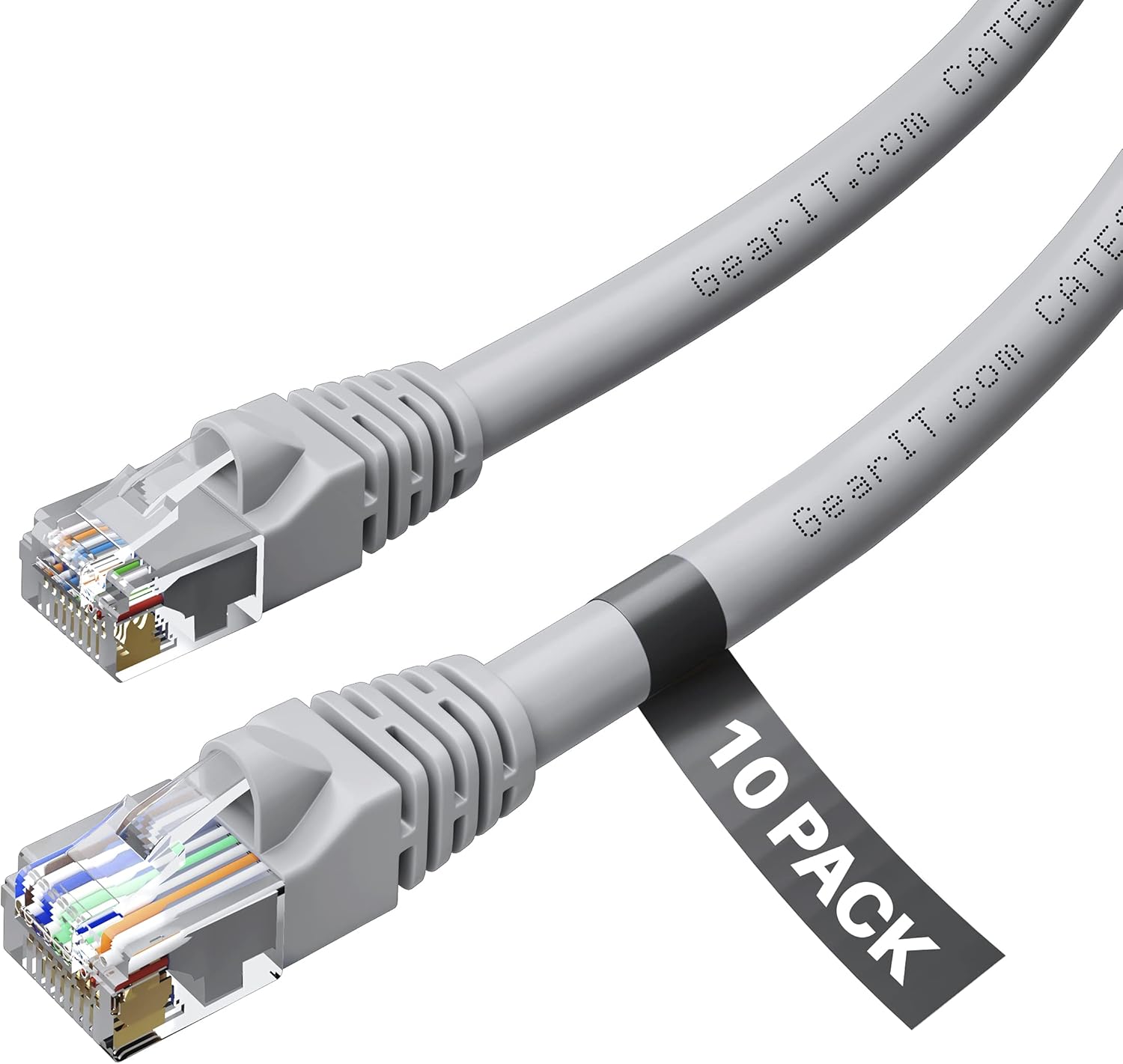 GearIT 24-Pack, Cat 6 Ethernet Cable Cat6 Snagless Patch 3 Feet - Snagless RJ45 Computer LAN Network Cord, Gray - Compatible with 24 48 Port Switch POE Rackmount 24port Gigabit Pack of 2