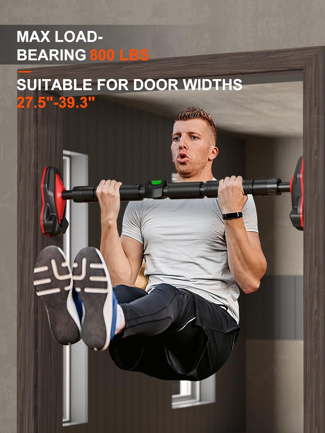 BEOODNY Pull Up Bar for Doorway, Strength Training Pull-Up Bars No Screws, Chin Up Bar for Home Gym Fitness Exercise with Level Meter, Max Load 800lbs Pack of 2