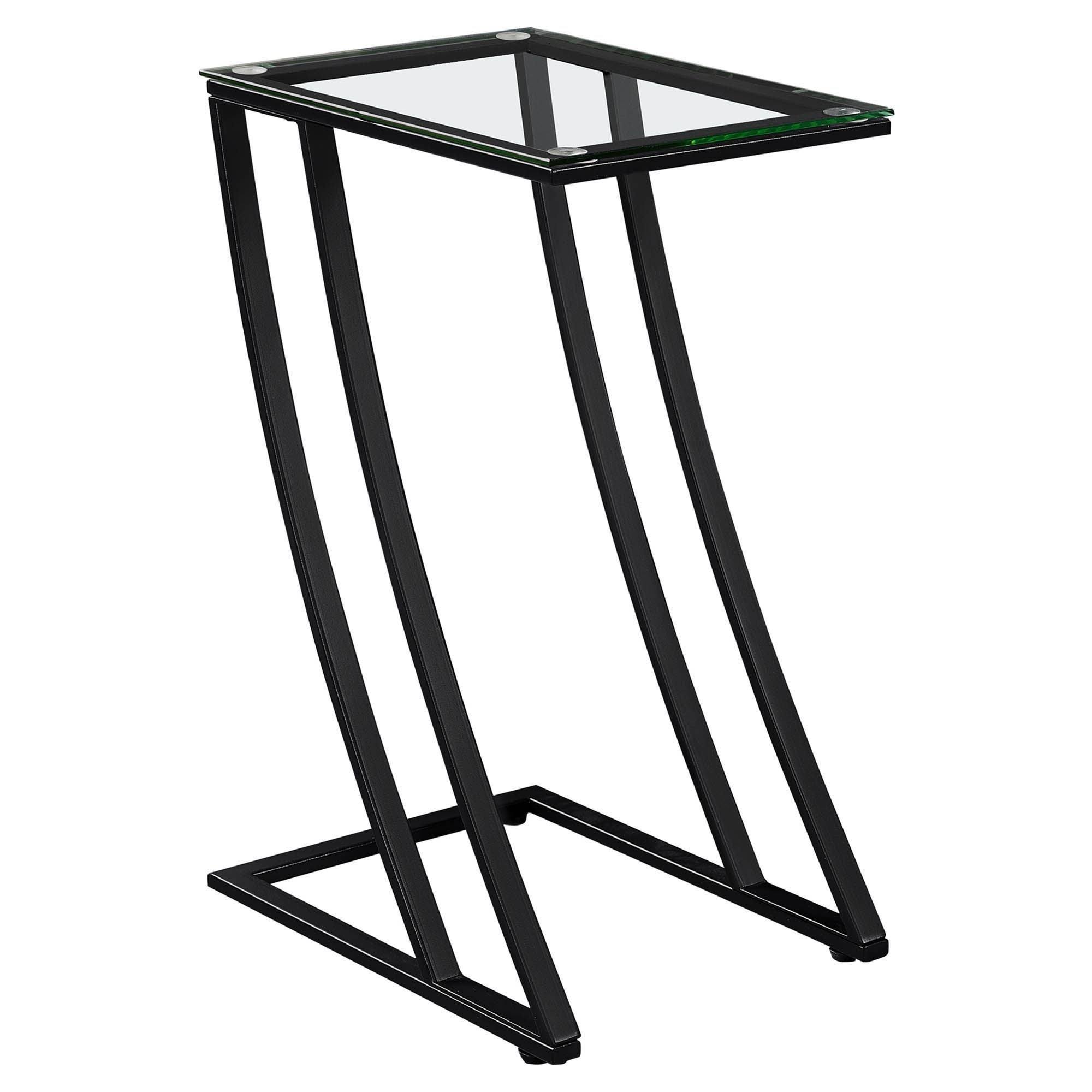 Offex Contemporary Black Metal Accent Table with Tempered Glass