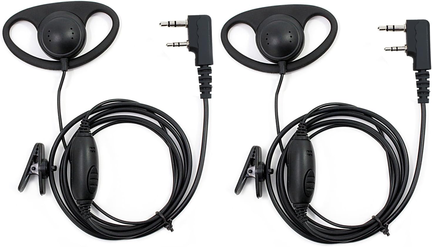 abcGOODefg 2 Pin D Shape Security Clip-Ear Earphone Headset for Retevis Kenwood PUXING BF UV5R UV82 888S H777 Radio with PTT MIC (20 Pack) Pack of 2