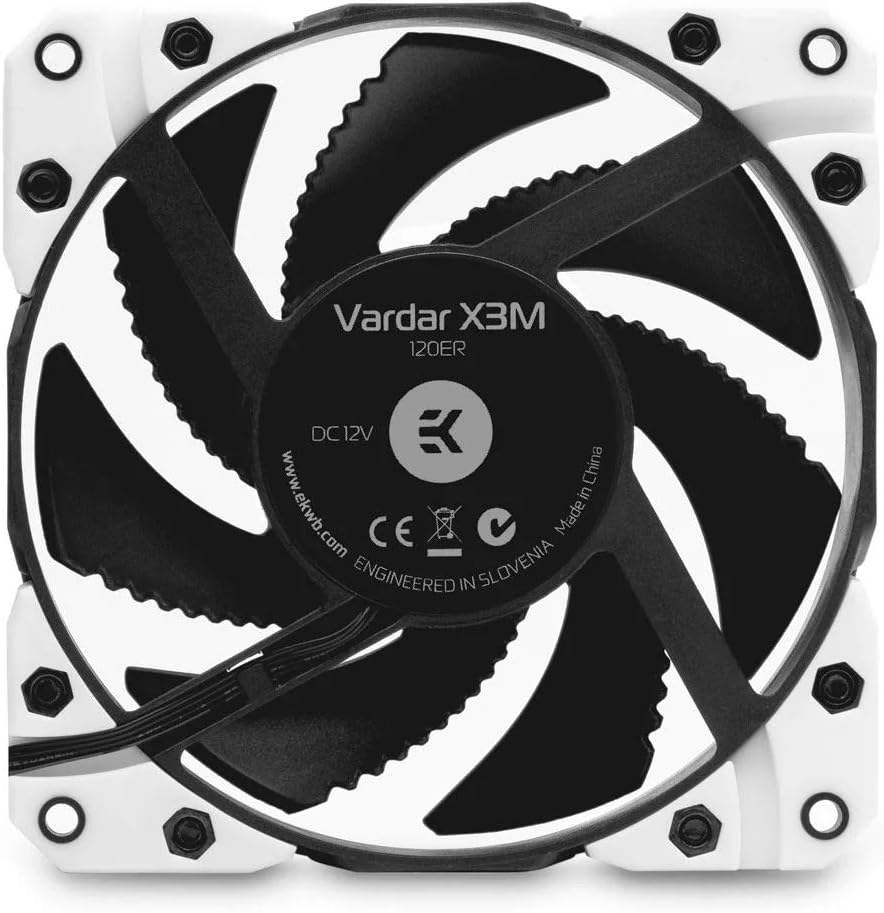 EKWB EK-Vardar X3M 120ER PWM 120mm Fan, 500-2200 RPM, White, 2-Pack